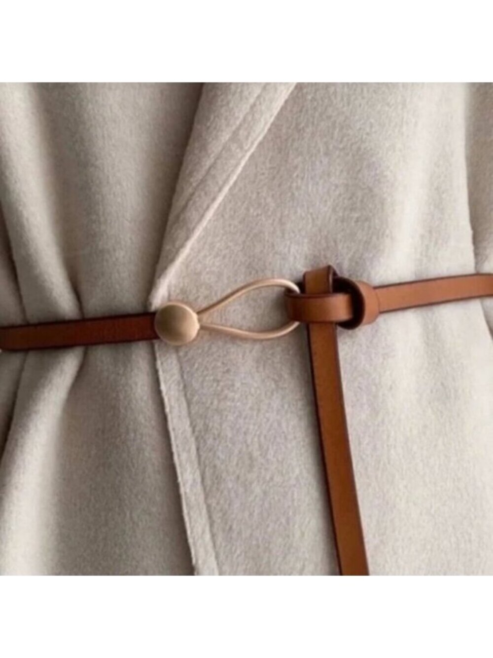 Cognac Brown Leather Skinny Wrap Belt